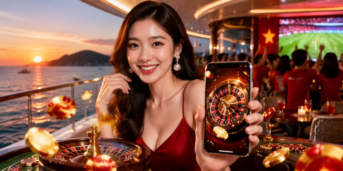 Người dùng tại Vũng Tàu nhâm nhi cà phê và thưởng thức Roulette trực tuyến trên màn hình điện thoại